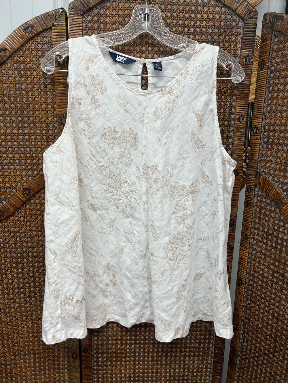 Lands end sleeveless linen top XL 18